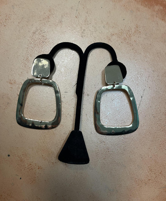 Gold Square Clip On Earrings.