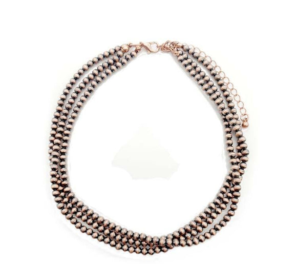 THREE Row COPPER Navajo Bead Choker