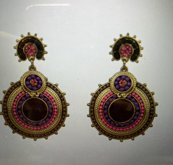 Purple and Gold Earrings