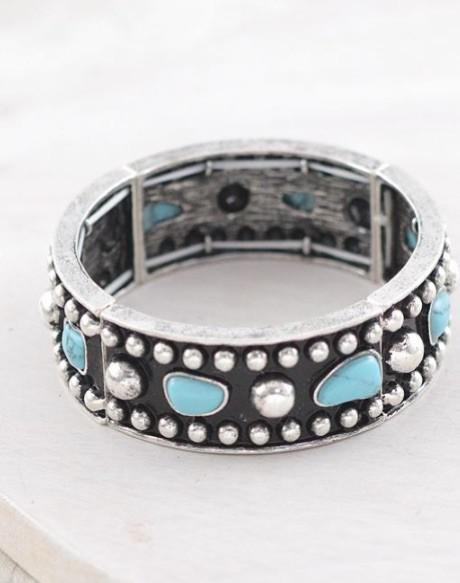 Turquoise Black And Silver Bracelet