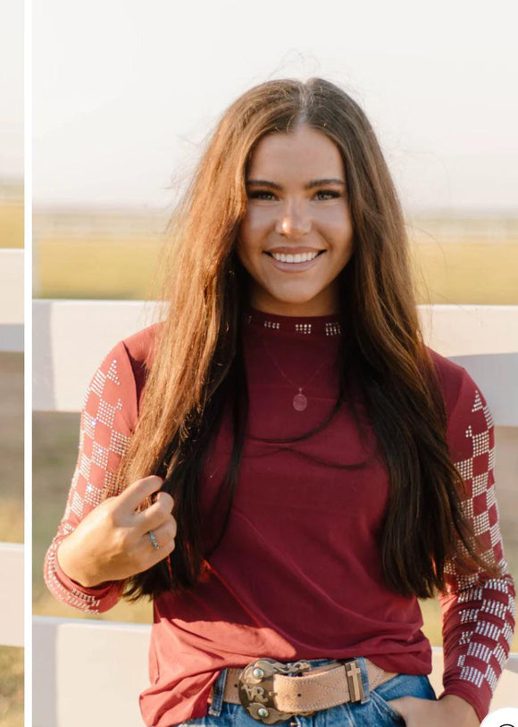 Maroon Mesh Top