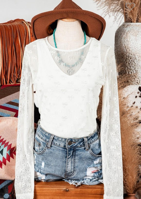 White Lace Mesh Top