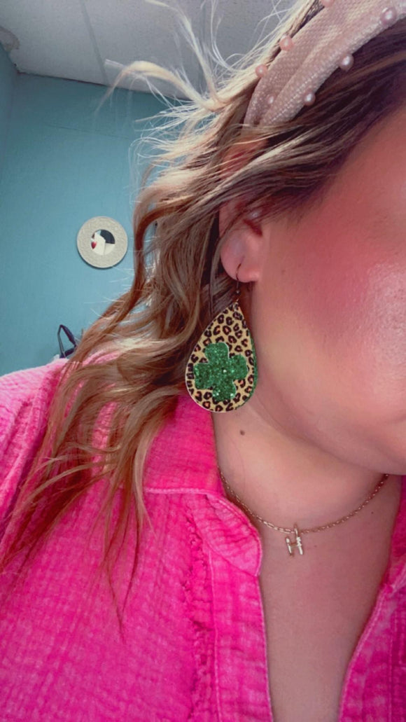 Lucky to have you Saint Patricks Leopard Earrings