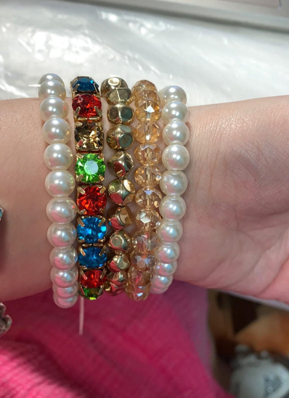 Pearl and Multicolor Gemstone Bracelet