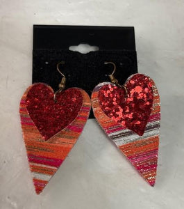 Double Heart Sequins Earrings