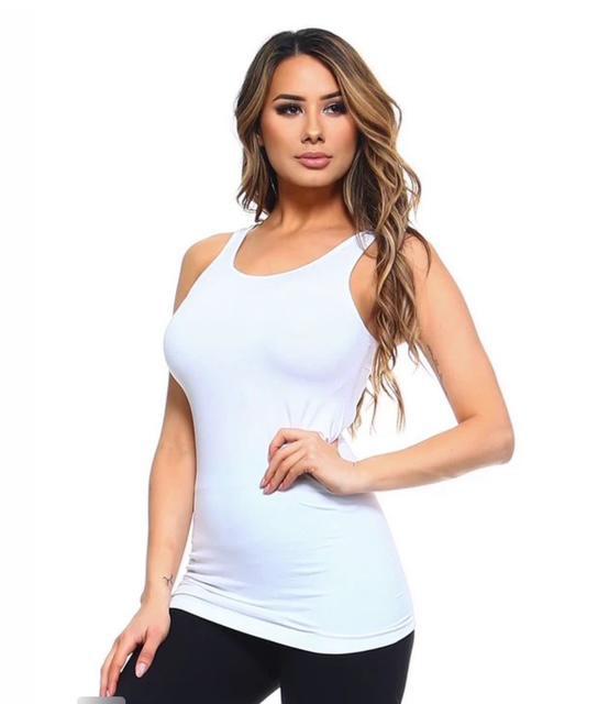 White Reversible V Neckline Tank