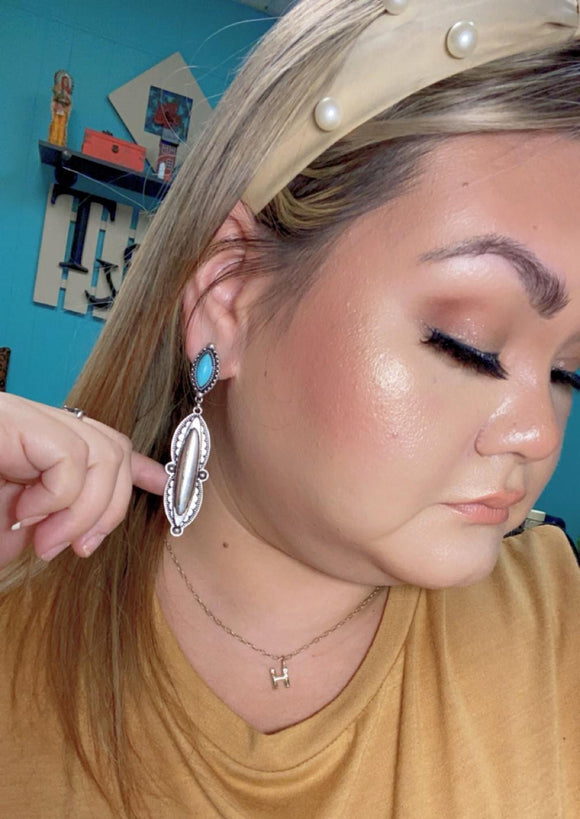 Turquoise and Silver Boho Earrings
