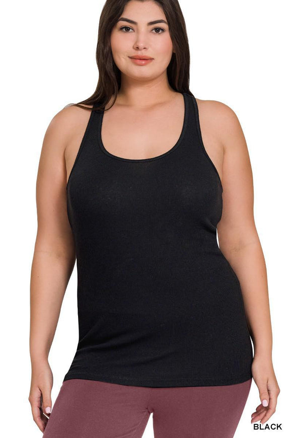 Plus Size Racer Back Cotton Rib Tank