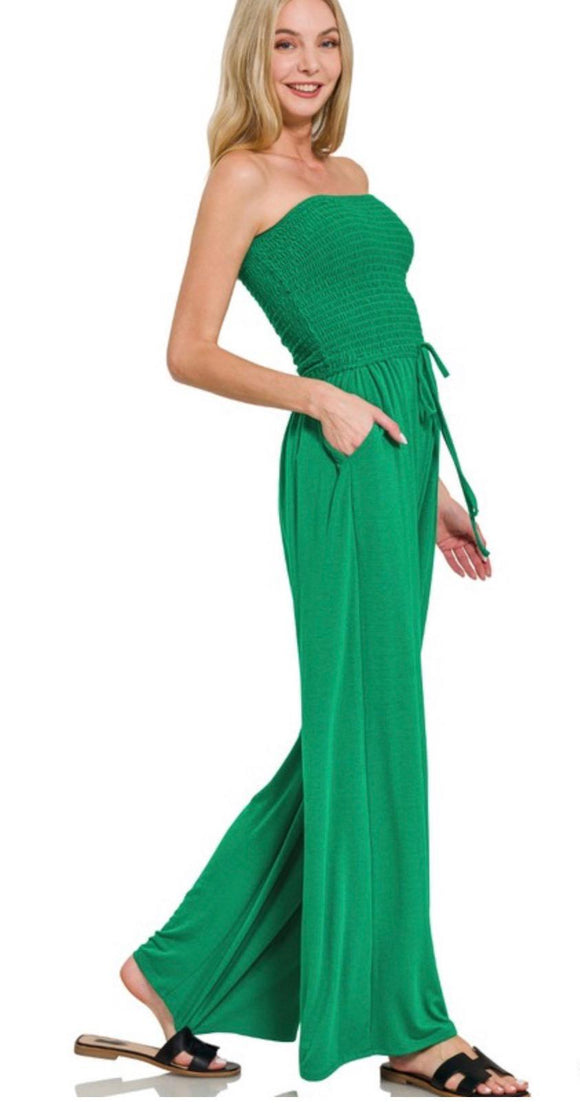 Smocked Kelly Green Jumpsuit
