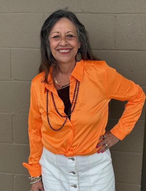 Neon Orange Satin Blouse