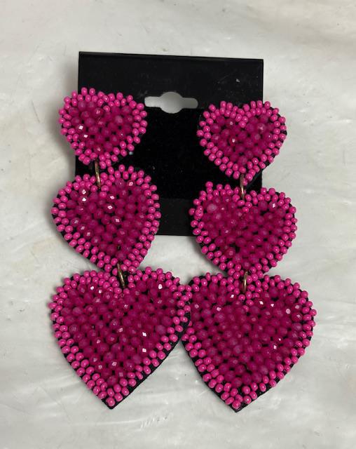 3 Stacked Heart Earrings