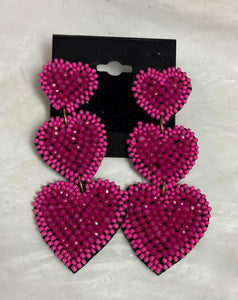 3 Stacked Heart Earrings