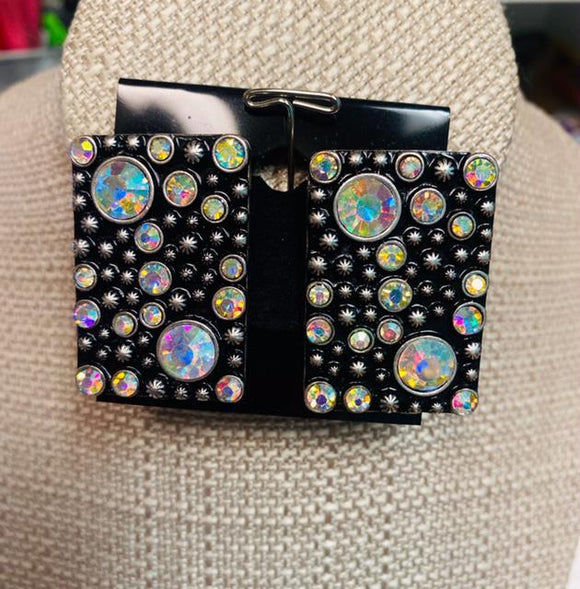 Square Black and AB Earrings