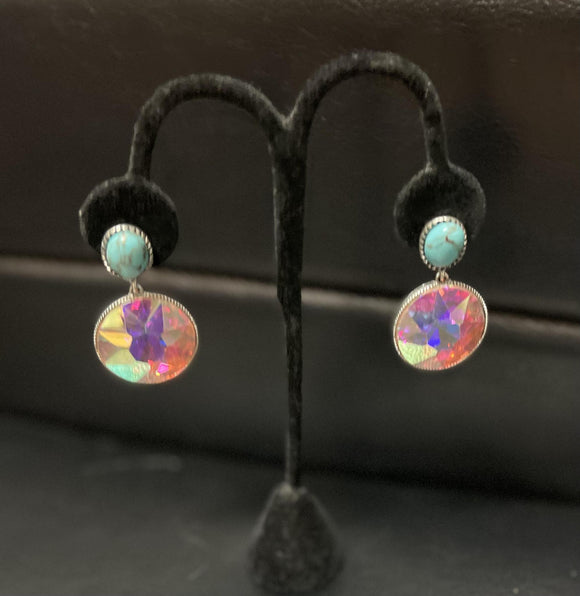 AB and Turquoise Earrings