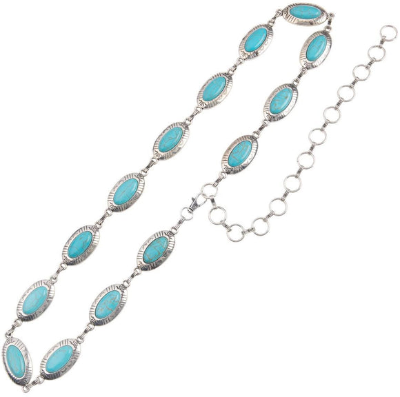 Turquoise and Silver Concho Belt