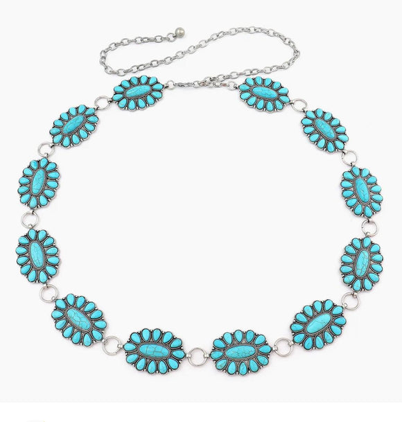 Silver With Turquoise Concho Belt