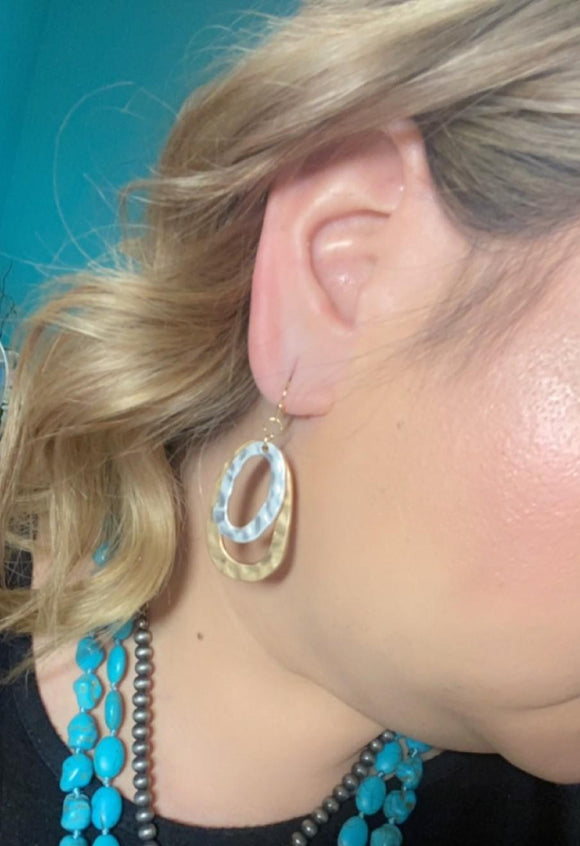 Mixed Metal Double Oval Earring