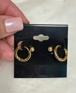 Gold Small Hoops and Stud Earrings