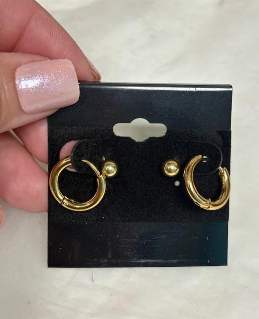 Gold Small Hoops and Stud Earrings
