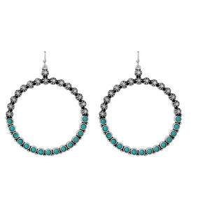 Silver and Turquoise Round Earrings