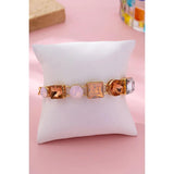 Pastel Multi-Crystal Gold Link Toggle Bracelet