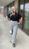 Striped Wide Leg Drawstring Pants