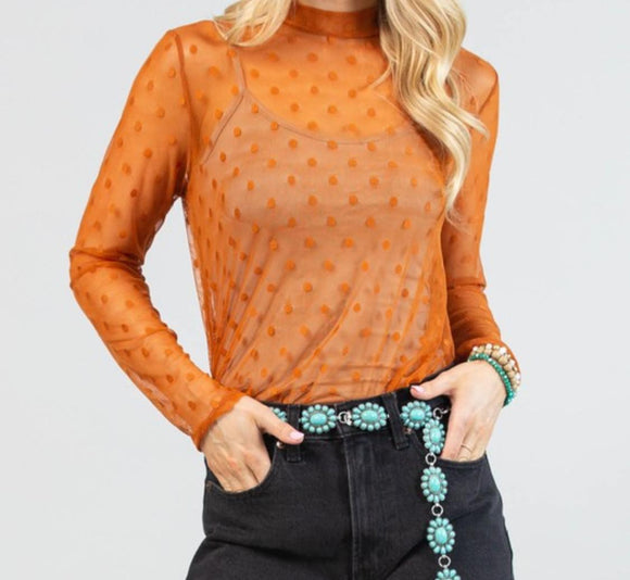 Orange Mesh Top