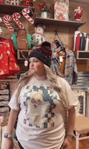Tan Checkered Santa Tee
