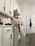 Stylish Knit V Neck Tank and Wide Leg Pants Set