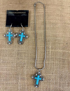 Turquoise Cross Necklace Set
