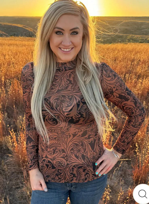 Country Road Leather Mesh Top