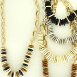 Bohemian Wooden Disc Beaded & Chain Necklace