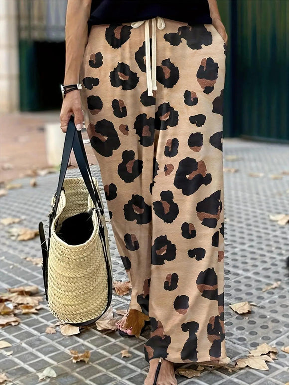 DRAW STRING LEOPARD PANTS