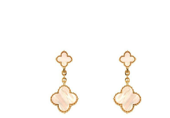 White and Gold Flower Earring