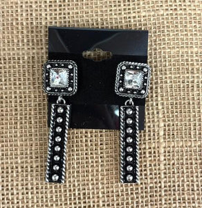 Clear Black Burnish Earrings