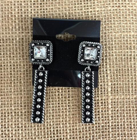 Clear Black Burnish Earrings