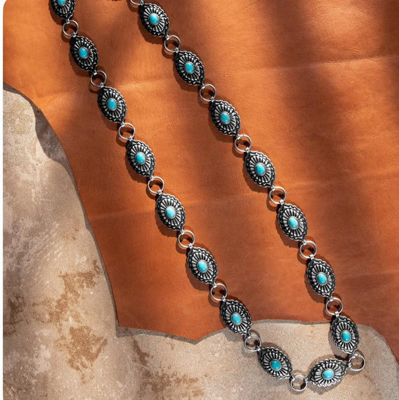Silver Turquoise Small Concho Belt