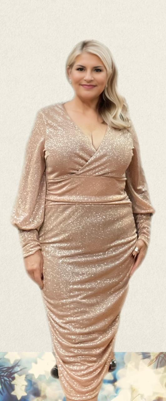 Nude Bishop Sleeve Mini Dress
