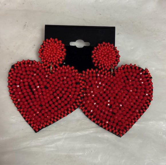 Big Beaded Heart Earrings