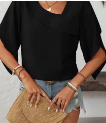 Asymmetrical Flowy Sleeve Blouse