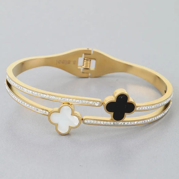 Gold Twin Clover Jewel Wrap Bracelet