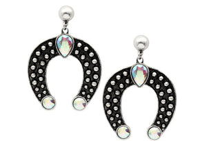Silver and AB Horseshoe Earrings