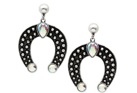 Silver and AB Horseshoe Earrings