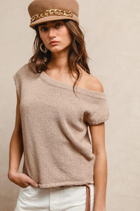 One Side Off Shoulder Knit Top