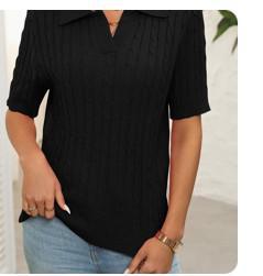 Collared Cable Knit Short Sleeve