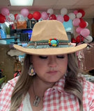 Suede Cowboy Fedora With Turquoise Belt