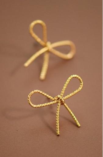 Gold Stud Bow Knot Earrings