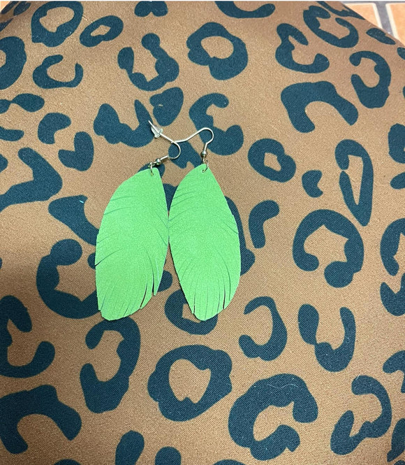 Green Feather Earrings