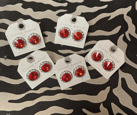 RED STUD EARRINGS
