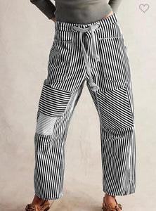 Striped Wide Leg Drawstring Pants